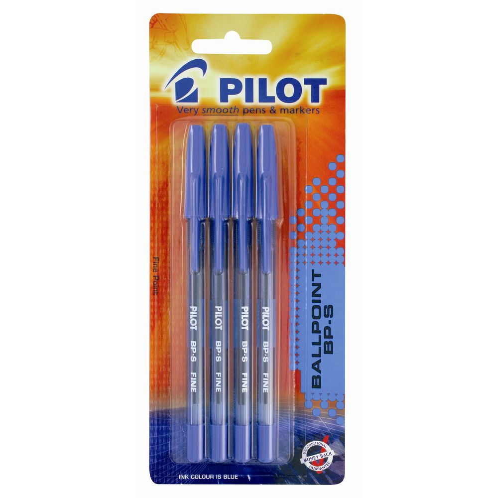 Pilot BP-S Fine Ballpoint Pens Blue 4 Pack